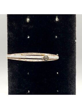Vintage Swank Silver-Tone Tie Clip With Black Pearl Accent
